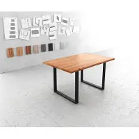 DELIFE Eetkamertafel Classic-Edge acacia natuur 140x90 metaal zwart