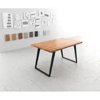 DELIFE Eettafel Edge 140x90 acacia natuur metaal schuin Live-Edge