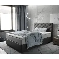 DELIFE Boxspringbed Dream-Great 120x200 cm Microvezel Antraciet Vintage met TFK Matras en Visco Topper