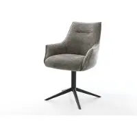 DELIFE Draaistoel Alja-Flex met armleuning bouclé zacht mud kruispoot zwart 360° draaibaar rocker-functie pocketveer kern