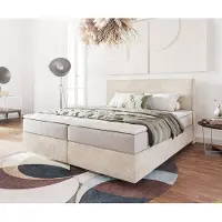 DELIFE Boxspringbed Dream-Well 180x200 cm Cord Beige met Pocketveringmatras en Topper Visco