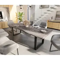 DELIFE Eettafel Edge 260x100 XL acacia platina skid zwart Live-Edge