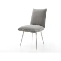 DELIFE Eetkamerstoel Lelio-Flex zachte stof met structuur grijs 4-poot conisch roestvrij staal pocketveer kern