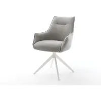DELIFE Draaistoel Alja-Flex met armleuning zachte stof met structuur grijs kruisframe breed wit 360° draaibaar rocker-functie pocketveer kern