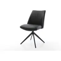 DELIFE Draaistoel Elso-Flex echt leer zwart kruisframe breed zwart 360° draaibaar rocker-functie pocketveer kern