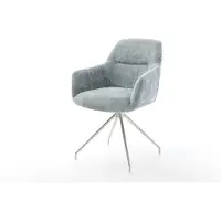 DELIFE Draaistoel Pejo-Flex chenille pastelblauw kruisframe conisch roestvrij staal 180° draaibaar pocketveer kern