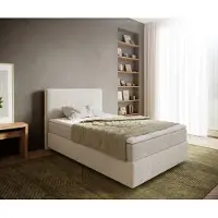 DELIFE Boxspringbed Dream-Well 120x200 cm Bouclé Crème-Wit met Pocketveringmatras en Topper Visco