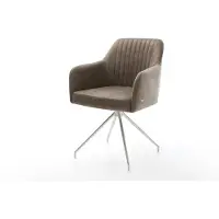 DELIFE Eetkamerstoel Greg-Flex microvelours taupe vintage kruisframe conisch roestvrij staal pocketveer kern