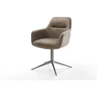DELIFE Draaistoel Pejo-Flex microvelours taupe vintage kruispoot grafiet 360° draaibaar rocker-functie pocketveer kern