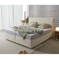 DELIFE Boxspringbed Dream-Well Pluche-Koord Beige 180x200 cm met Bonell-matras en PU-topper