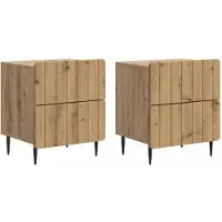 vidaXL Nachtkastje 2 st Artisanaal eiken 43 x 34,5 x 49,5 cm