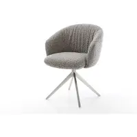 DELIFE Draaistoel Caja-Flex met armleuning bouclé zilver grijs kruisframe breed roestvrij staal 360° draaibaar pocketveer kern