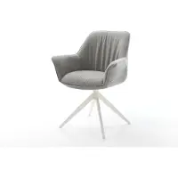 DELIFE Draaistoel Keila-Flex met armleuning zachte stof met structuur grijs kruisframe breed wit 360° draaibaar rocker-functie