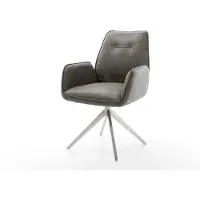 DELIFE Eetkamerstoel Zoa-Flex microvelours grijs antiek kruisframe breed roestvrij staal pocketveer kern
