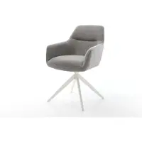 DELIFE Draaistoel Pejo-Flex zachte stof met structuur grijs kruisframe breed wit 360° draaibaar rocker-functie pocketveer kern