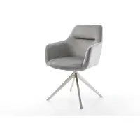 DELIFE Draaistoel Pejo-Flex fluweel grijs kruisframe breed roestvrij staal 360° draaibaar rocker-functie pocketveer kern
