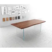 DELIFE Eettafel Edge 200x100 acacia bruin glas frame Live-Edge