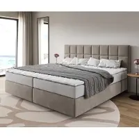 DELIFE Boxspringbed Dream-Fine microvezel beige 200x200 cm met pocketveringmatras en Visco topperBoxspringbed Dream-Fine microvezel beige 200x200 cm met pocketveringmatras en Visco topper