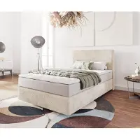 DELIFE Boxspringbed Dream-Well 120x200 cm Cord Beige met Pocketveringmatras en Topper Visco