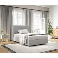 DELIFE Boxspringbed Dream-Well 120x200 cm Cord Zilvergrijs met Pocketveringmatras en Topper Visco
