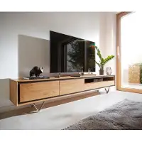 DELIFE Tv-meubel Stonegrace 240 cm acacia natuur 2 deuren 1 legplank 2 laden steenfineer V-poot