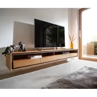 DELIFE Tv-meubel Stonegrace 240 cm acacia natuur 2 vakken 4 laden steenfineer zwevend