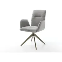 DELIFE Draaistoel Vinja-Flex zachte stof met structuur grijs kruisframe breed afwerking met titanium 360° draaibaar rocker-functie