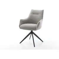 DELIFE Draaistoel Alja-Flex met armleuning zachte stof met structuur grijs kruisframe breed zwart 360° draaibaar rocker-functie pocketveer kern