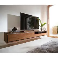 DELIFE Tv-meubel Stonegrace 240 cm acacia bruin steenfineer 2 deuren 2 laden 1 legplank zwevend