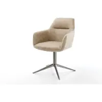 DELIFE Draaistoel Pejo-Flex microvelours beige vintage kruispoot grafiet 360° draaibaar rocker-functie pocketveer kern