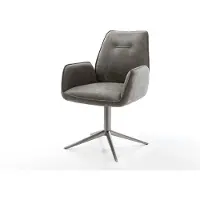 DELIFE Draaistoel Zoa-Flex microvelours grijs antiek kruispoot grafiet 360° draaibaar rocker-functie pocketveer kern