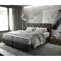 DELIFE Boxspringbed Dream-Great 180x200 cm Microvezel Antraciet Vintage met TFK Matras en Visco Topper