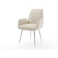 DELIFE Eetkamerstoel Zoa-Flex koord beige 4-poot conisch roestvrij staal pocketveer kern