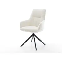 DELIFE Draaistoel Zelia-Flex met armleuning bouclé zacht beige kruisframe breed zwart 360° draaibaar rocker-functie pocketveer kern