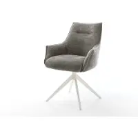 DELIFE Draaistoel Alja-Flex met armleuning bouclé zacht mud kruisframe breed wit 360° draaibaar rocker-functie pocketveer kern