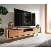 DELIFE Tv-meubel Stonegrace 175 cm acacia natuur 2 deuren 1 legplank 1 lade steenfineer V-poot
