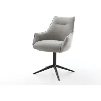 DELIFE Draaistoel Alja-Flex met armleuning zachte stof met structuur grijs kruispoot zwart 360° draaibaar rocker-functie pocketveer kern