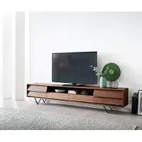 DELIFE TV-Meubel Eloi Acacia Bruin 240x35 cm 2 Deuren 2 Laden V-Poot Zwart