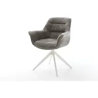 DELIFE Draaistoel Kaira-Flex bouclé zacht mud kruisframe breed wit 360° draaibaar rocker-functie