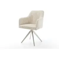 DELIFE Eetkamerstoel Greg-Flex koord beige kruisframe hoekig roestvrij staal pocketveer kern