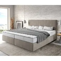 DELIFE Boxspringbed Dream-Well Microvezel Beige 200x200 cm met Bonell-matras en PU-topper