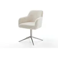 DELIFE Draaistoel Greg-Flex pluchen crème-wit kruispoot roestvrij staal 360° draaibaar rocker-functie pocketveer kern