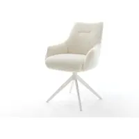DELIFE Draaistoel Alja-Flex met armleuning teddy beige kruisframe breed wit 360° draaibaar rocker-functie pocketveer kern