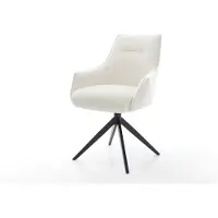 DELIFE Draaistoel Alja-Flex met armleuning bouclé zacht beige kruisframe breed zwart 360° draaibaar rocker-functie pocketveer kern