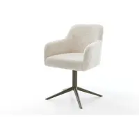 DELIFE Draaistoel Greg-Flex pluchen crème-wit kruispoot afwerking met titanium 360° draaibaar rocker-functie pocketveer kern