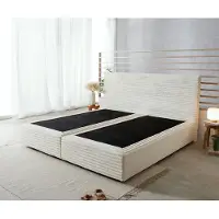 DELIFE Boxspringbed Dream-Well pluche corduroy beige 200x200 cm