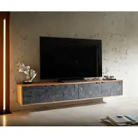 DELIFE TV-meubel Teele acacia natuurleisteen 200 cm 4 deurs zwevend lowboard