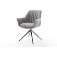 DELIFE Draaistoel Keila-Flex met armleuning zachte stof met structuur grijs kruisframe breed grafiet 360° draaibaar rocker-functie