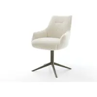 DELIFE Draaistoel Alja-Flex met armleuning teddy beige kruispoot afwerking met titanium 360° draaibaar rocker-functie pocketveer kern
