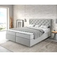 DELIFE Boxspringbed Dream-Great 160x200 microvezel zilvergijs